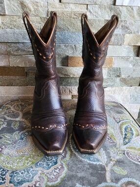 Ariat "Dixie" Pointed Toe Western Boots - Dark Brown Leather
